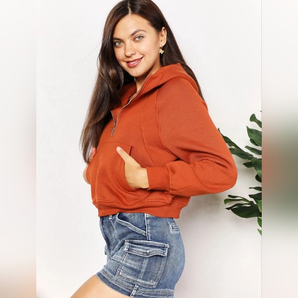 Double Take Half-Zip Long Sleeve Hoodie - Picture 3 of 12